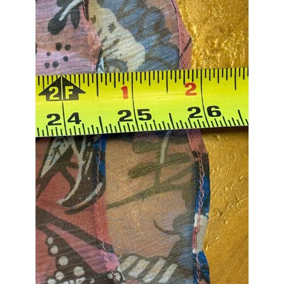 Cleobella Emily Blouse Top Lotus Print Long Sleeves Flowy Pink Blue Size XL - Picture 12 of 12